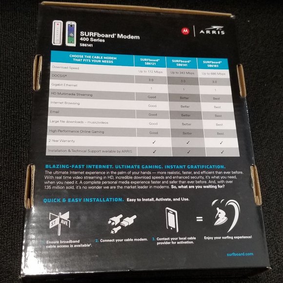 ARRIS SURFboard SB6141 DOCSIS 3.0 Cable Modem - Picture 4 of 5